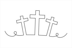 Good Friday continuous single line art drawing of outline art illustration design vector