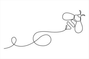 Continuous single line art drawing of honey bee art concept illustration for honey bee simple line vector