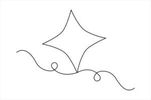 Star continuous single line art drawing of design outline vector