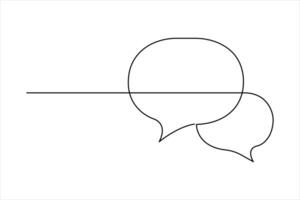 Continuous one line art drawing of speech bubble set square shaped chat cloud and thought dialogue outline illustration vector