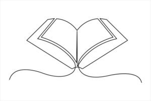 Continuous one line art drawing of open Quran Ramadan concept outline art vector