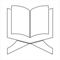 Continuous single line art drawing of open Quran Ramadan concept art illustration vector