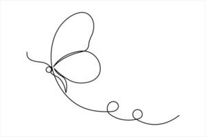 Continuous single line art drawing of butterfly design vector