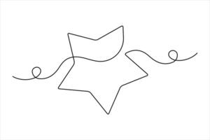 Star continuous one line art drawing of design outline vector