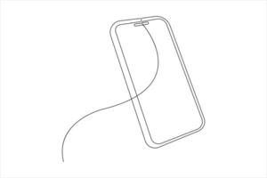 Continuous single line drawing of Mobile phone modern technology design illustration vector