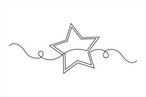 Star continuous single line art drawing of design outline illustration vector