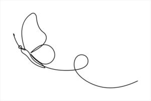 Continuous single line art drawing of butterfly design outline concept vector