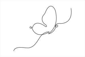 Continuous one line art drawing of butterfly design outline illustration vector
