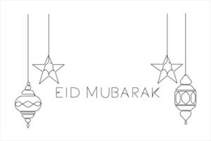 Islamic decoration concept Ramadan Kareem continuous one line art drawing and Eid Mubarak illustration design vector