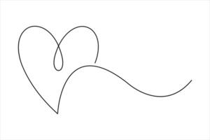 Continuous one line drawing of heart valentine's day love isolated outline design vector