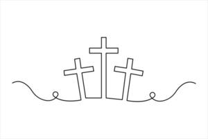 Good Friday continuous single line art drawing of outline design vector