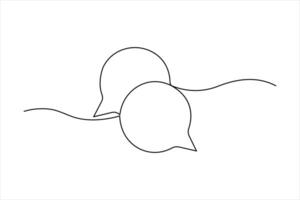 Continuous single line art drawing of speech bubble square shaped chat cloud and thought dialogue outline illustration design vector
