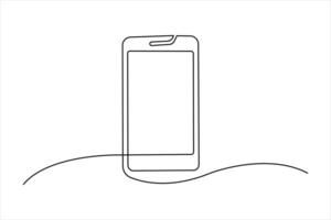 Continuous one line art drawing of Mobile phone modern technology design concept vector
