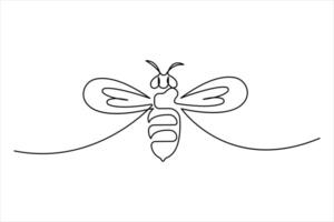 Continuous single line art drawing of honey bee art concept illustration for honey bee simple line art vector