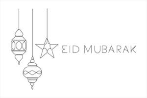 Islamic decoration design Ramadan Kareem continuous one line art drawing and Eid Mubarak vector