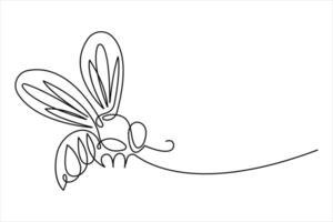 Honey bee continuous one line art drawing of vector