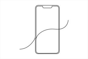 Continuous single line drawing of Mobile phone modern technology design outline illustration vector