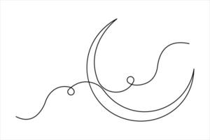 Moon continuous single line art drawing of Ramadan Kareem and Eid in vector