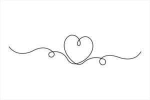 Continuous single line drawing of love hand drawn outline design heart valentine's day vector