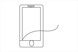 Continuous one line drawing of Mobile phone modern technology design outline illustration vector