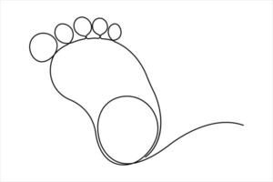 Continuous single line art drawing of human footprint outline vector