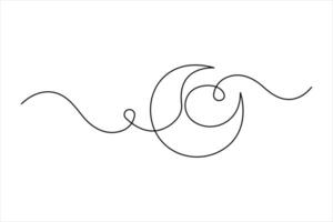 Moon continuous one line art drawing of Ramadan Kareem and Eid in outline illustration vector