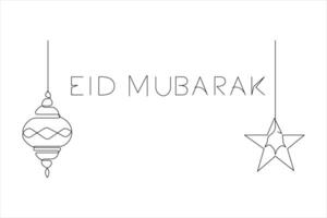 Islamic decoration design Ramadan Kareem continuous single line art drawing and Eid Mubarak vector