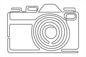 Camera one continuous line art drawing of design illustration vector