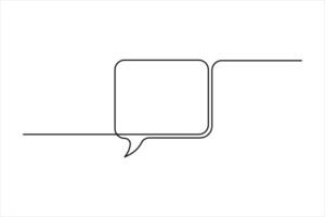 Continuous single line art drawing of speech bubble set square shaped chat cloud and thought dialogue outline illustration vector