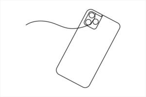 Continuous single line art drawing of Mobile phone modern technology outline illustration vector