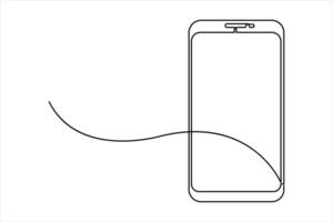 Continuous single line art drawing of Mobile phone modern technology design illustration vector