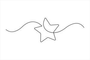Star continuous one line art drawing of design. Single line art minimalist of star vector