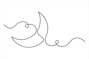 Moon continuous single line art drawing of Ramadan Kareem and Eid in illustration vector