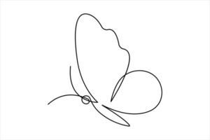 Continuous one line art drawing of butterfly design outline vector