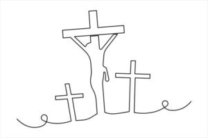 Good Friday continuous one line art drawing of outline illustration vector