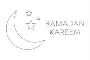 Islamic decoration Ramadan Kareem continuous single line art drawing and Eid Mubarak outline art design vector