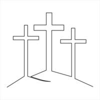 Good Friday continuous single line art drawing of outline art design vector