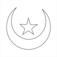 Moon continuous single line art drawing of Ramadan Kareem and Eid in outline illustration vector