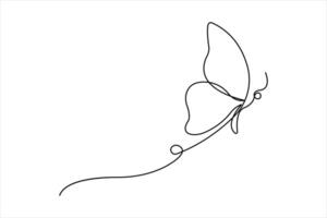 Continuous one line art drawing of butterfly design vector