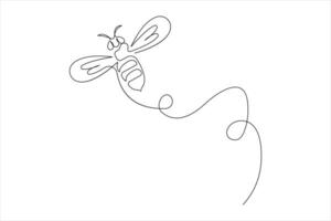 Continuous one line art drawing of honey bee art concept illustration for honey bee simple line vector