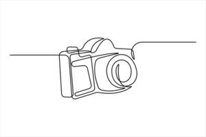 One continuous line art drawing of camera linear style vector