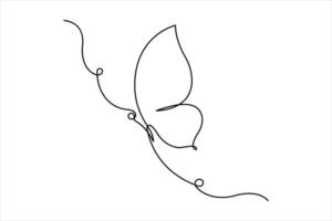 Continuous one line art drawing of butterfly design concept vector