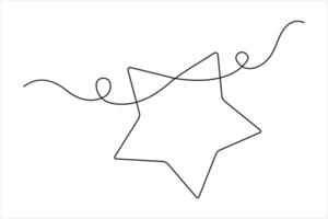 Star continuous one line art drawing of design. Single line art minimalist of star illustration vector