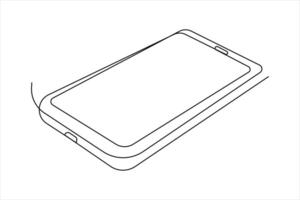 Continuous one line art drawing Mobile phone modern technology outline illustration vector