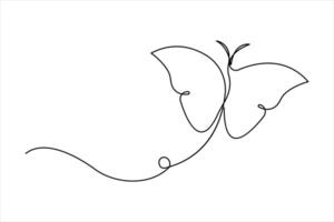 Continuous single line art drawing of butterfly design concept vector
