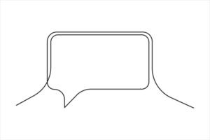 Continuous one line art drawing of speech bubble set square shaped chat cloud and thought dialogue illustration vector