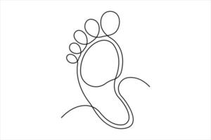 Continuous one line drawing of human footprint design outline concept vector