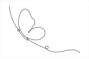Continuous single line art drawing of butterfly design outline illustration vector