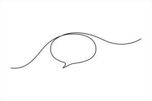 Continuous one line art drawing of speech bubble square shaped chat cloud and thought dialogue illustration vector