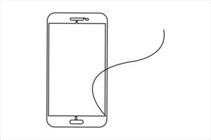 Continuous one line art drawing of Mobile phone modern technology outline illustration vector